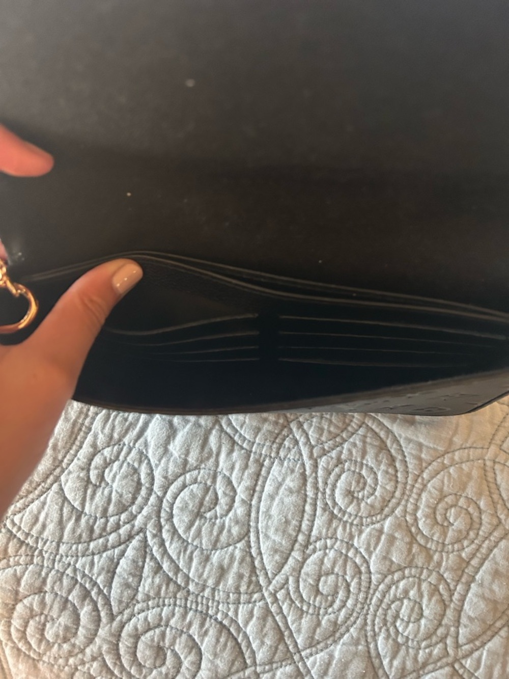 Black Monogram Embossed Chain Wallet - Picture 8 of 15
